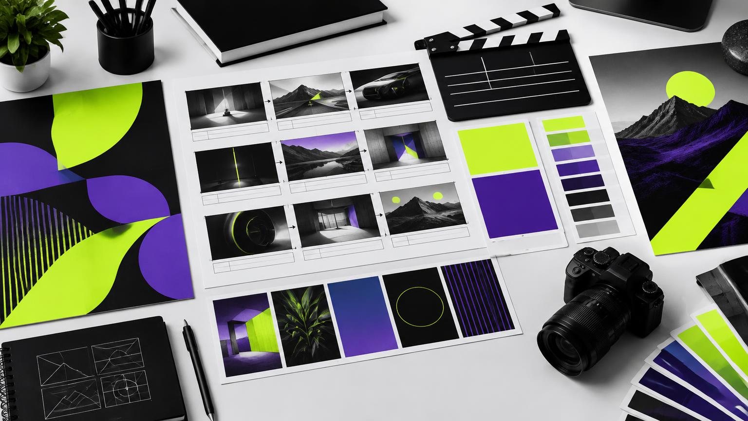 Advertising campaign storyboard and creative direction workspace