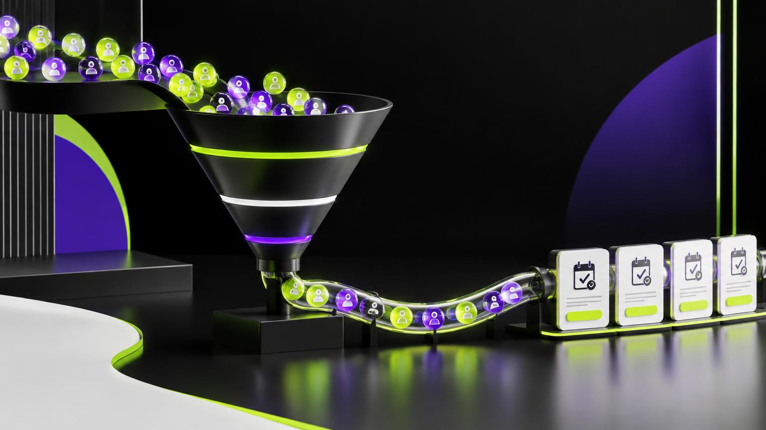 Lead acquisition funnel flowing toward booked appointments