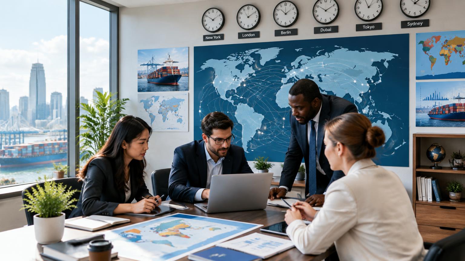 Team planning cross-border market expansion