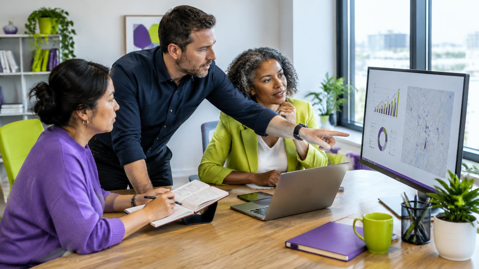 Small-business marketing team reviewing search and local campaign performance