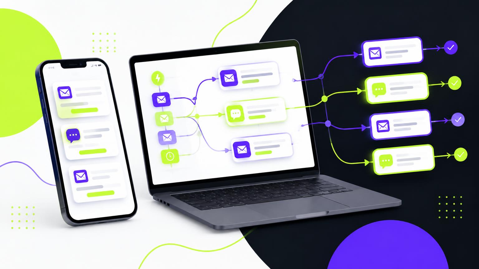 Connected email and SMS marketing automation workflow