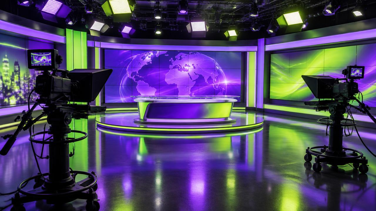 Television studio prepared for commercial scheduling and broadcast